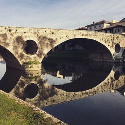 Arch bridge over river