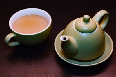 High angle view of tea on table