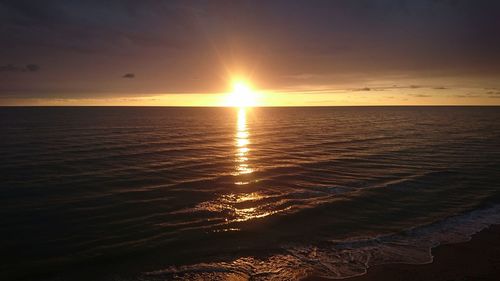 Scenic view of sea at sunset