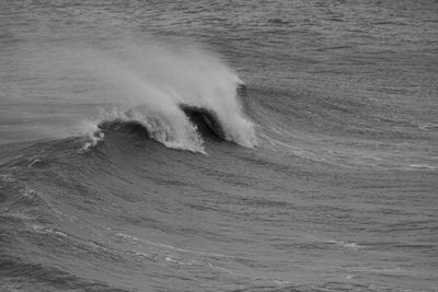 High angle view of breaking surf on a stormy sea