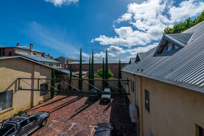 Houses against sky in town