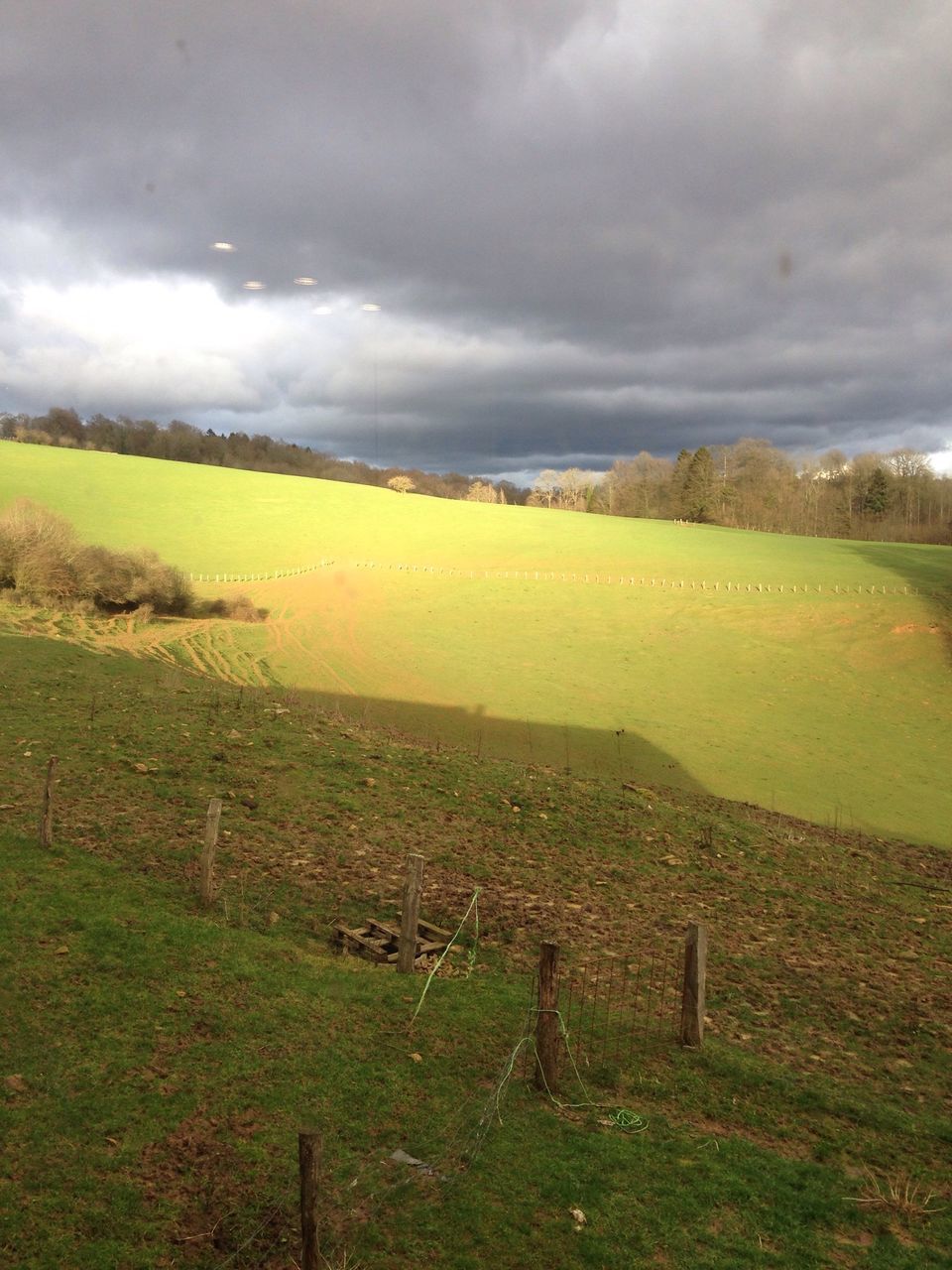 sky, cloud - sky, landscape, field, cloudy, tranquil scene, tranquility, scenics, beauty in nature, grass, rural scene, nature, agriculture, cloud, growth, farm, weather, yellow, grassy, fence