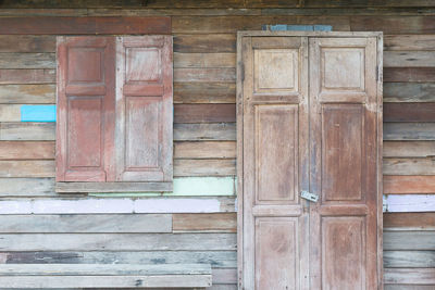 Closed door of old building