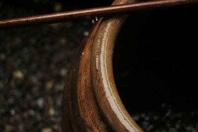 Close-up of rusty metal railing