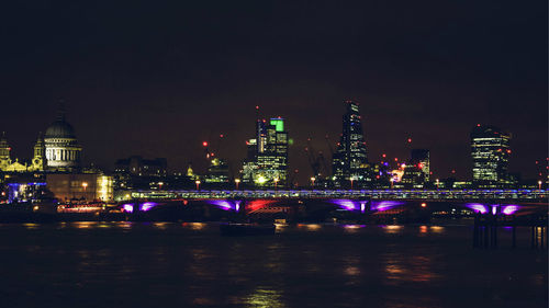 Illuminated city at night