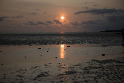 Scenic view of sea against sky at sunset