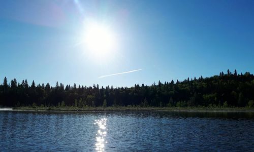 Scenic view of lake against clear sky