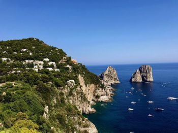 Scenic view of capri against clear blue sky