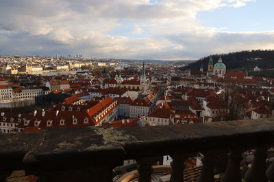 High angle view of townscape against sky