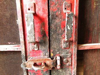 Close-up of rusty metal door