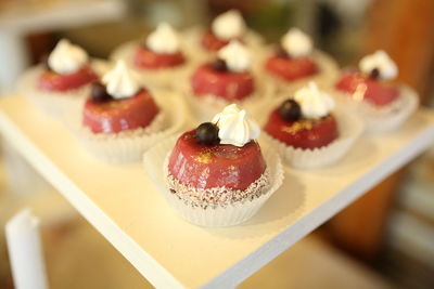 Close-up of pastry on table