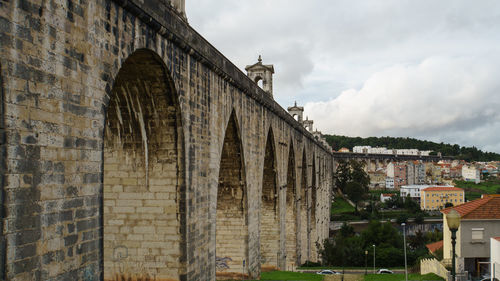 Low angle view of arches of the aqueduct called aqueduto das aguas livres