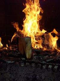 Close-up of bonfire at night