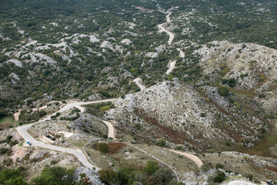 High angle view of street on mountain road