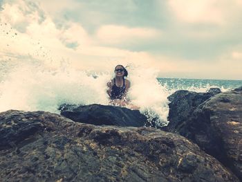 Woman enjoying at beach