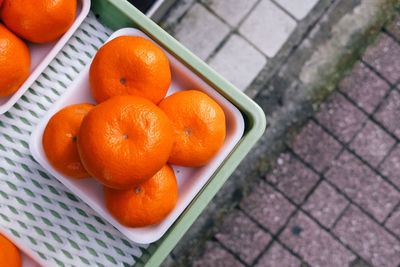 Directly above shot of oranges in basket