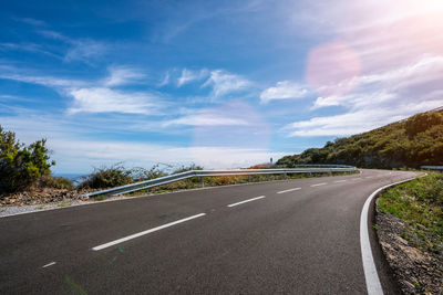 Surface level of road against sky