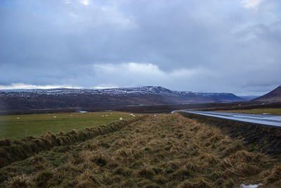 Scenic view of field against sky