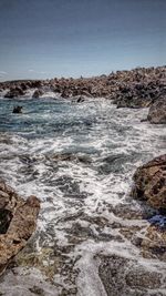 Scenic view of sea against clear sky