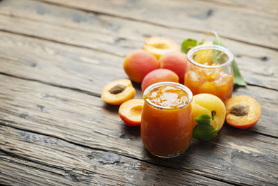 High angle view of fruits on table