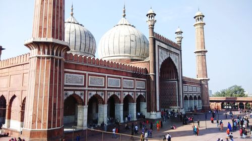 High angle view of people outside jama masjid