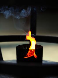 Close-up of burning candles