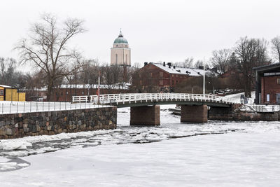 Building against sky during winter