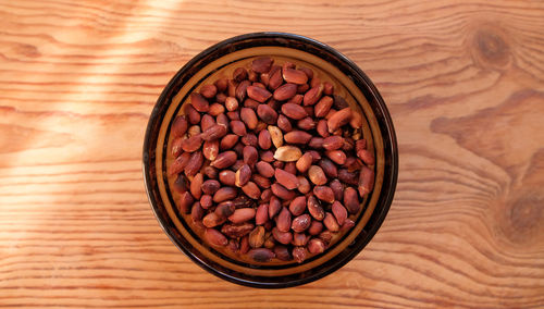 High angle view of food in bowl on table