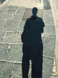 High angle view of shadow on street