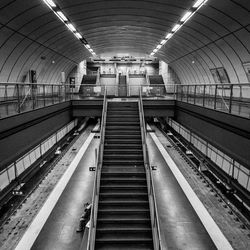 High angle view of escalator at subway station