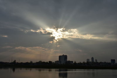 View of city at sunset