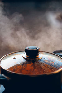 Close-up of food cooking in utensil