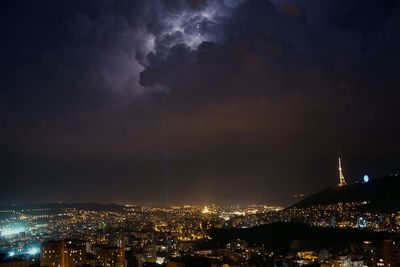 Illuminated cityscape at night