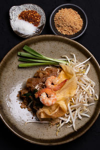 High angle view of food in bowl