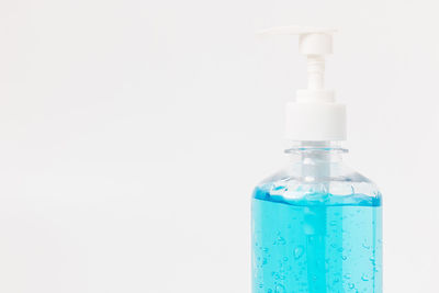 Close-up of water bottle against white background