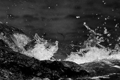 Water splashing on rocks