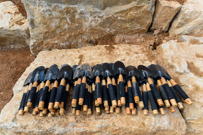 Close-up of wood on rocks