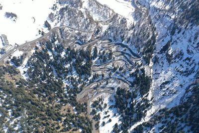 High angle view of snow covered mountain