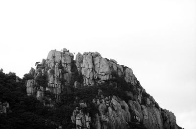 Low angle view of rock formations