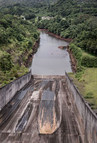 High angle view of bridge over river