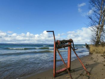 Scenic view of sea against cloudy sky