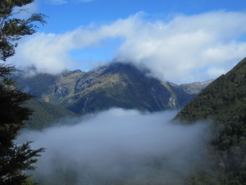 Scenic view of mountains against sky