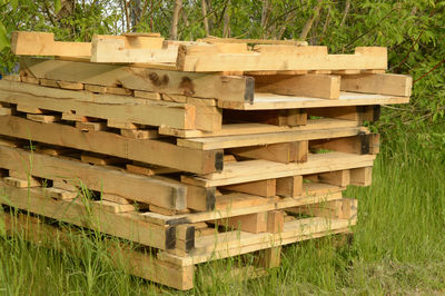 Stack of stones on field