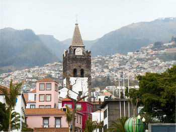 View of church against mountain range