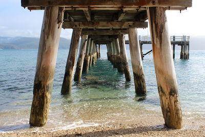 Underside of wooden jetty