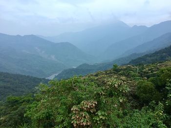 Scenic view of mountains against sky