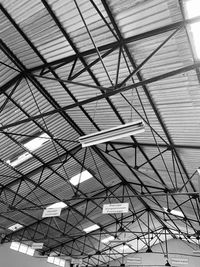 Low angle view of skylight in building