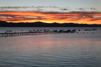 Scenic view of lake at sunset