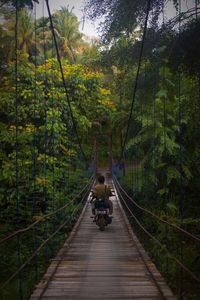 A bridge in the middle of a village that still smells like nature in indonesia.