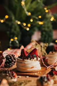 Close-up of cake on table